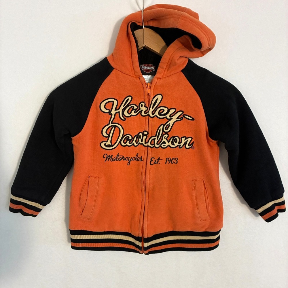 Harley Davidson Hoodie Jacket Youth Size 6 Embroidered Full Zip Biker Motorcycle